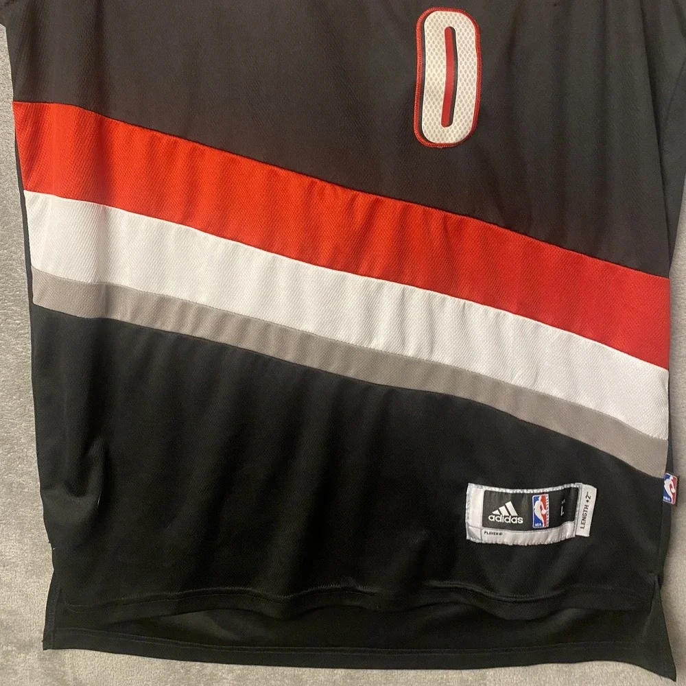 Adidas Men's Large Lillard Portland Jersey Black Red NBA